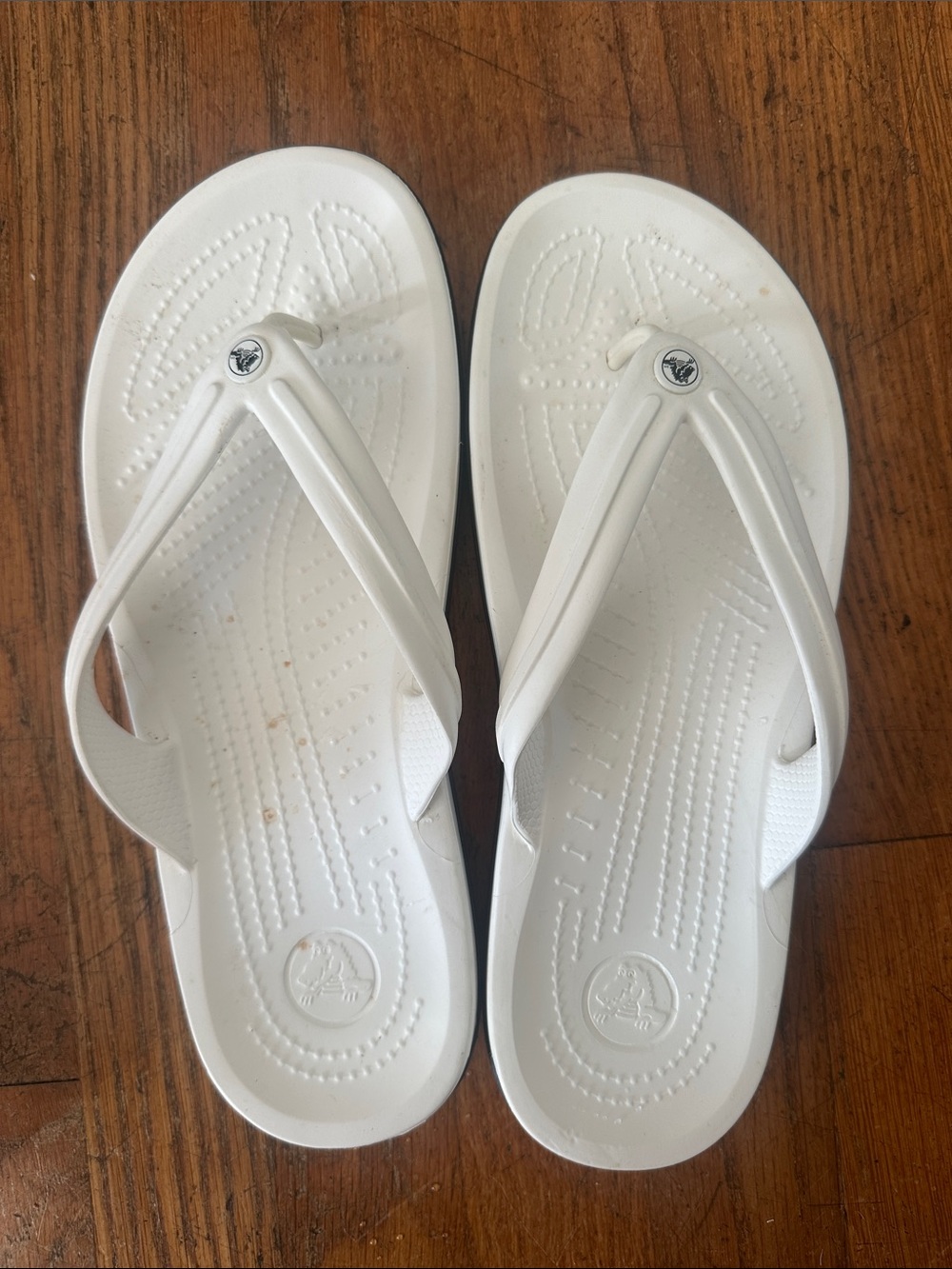 CROCS White Classic Flip Sandals with Backstrap